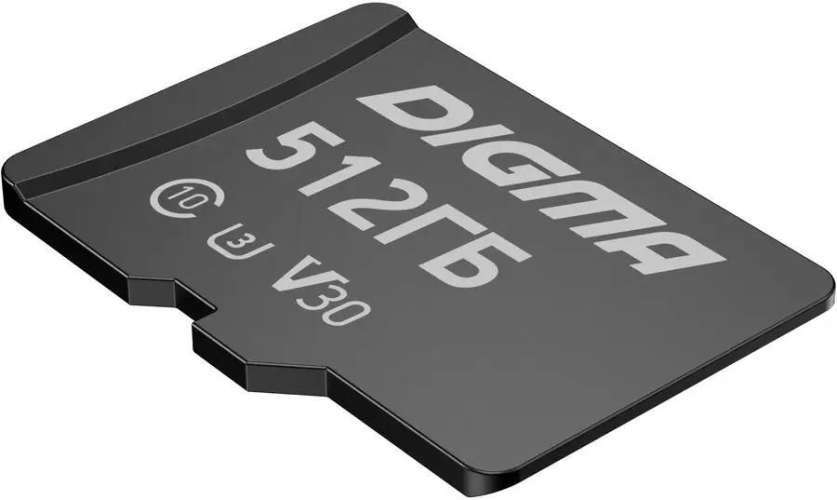 Карта памяти microSDXC UHS-I U3 Digma 512 ГБ, 90 МБ/с, Class 10, CARD30,  1 шт., переходник SD [dgfca512a03]